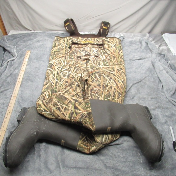 Cabelas Chest Waders Mens 10R Mossy Oak Steel Shank Fishing Hunt SuperMag W/ BAG